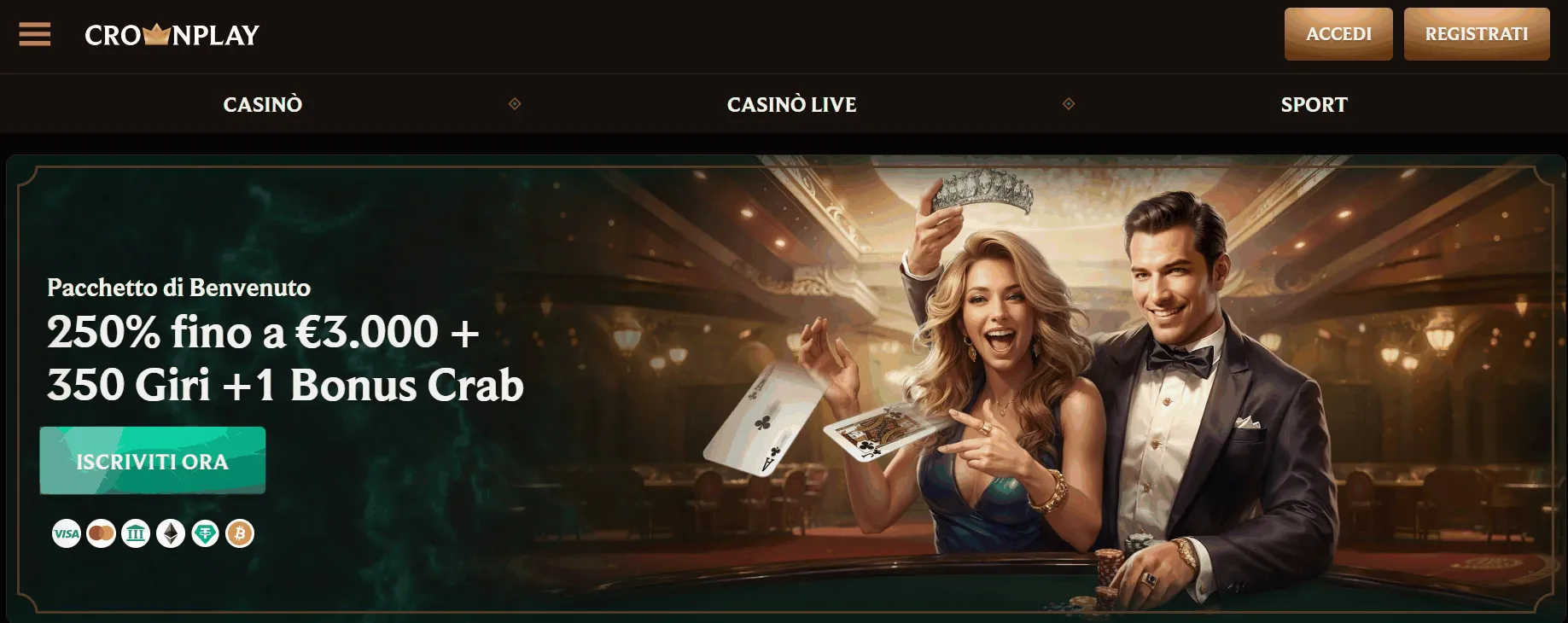 Bonus di benvenuto al Crownplay Casino