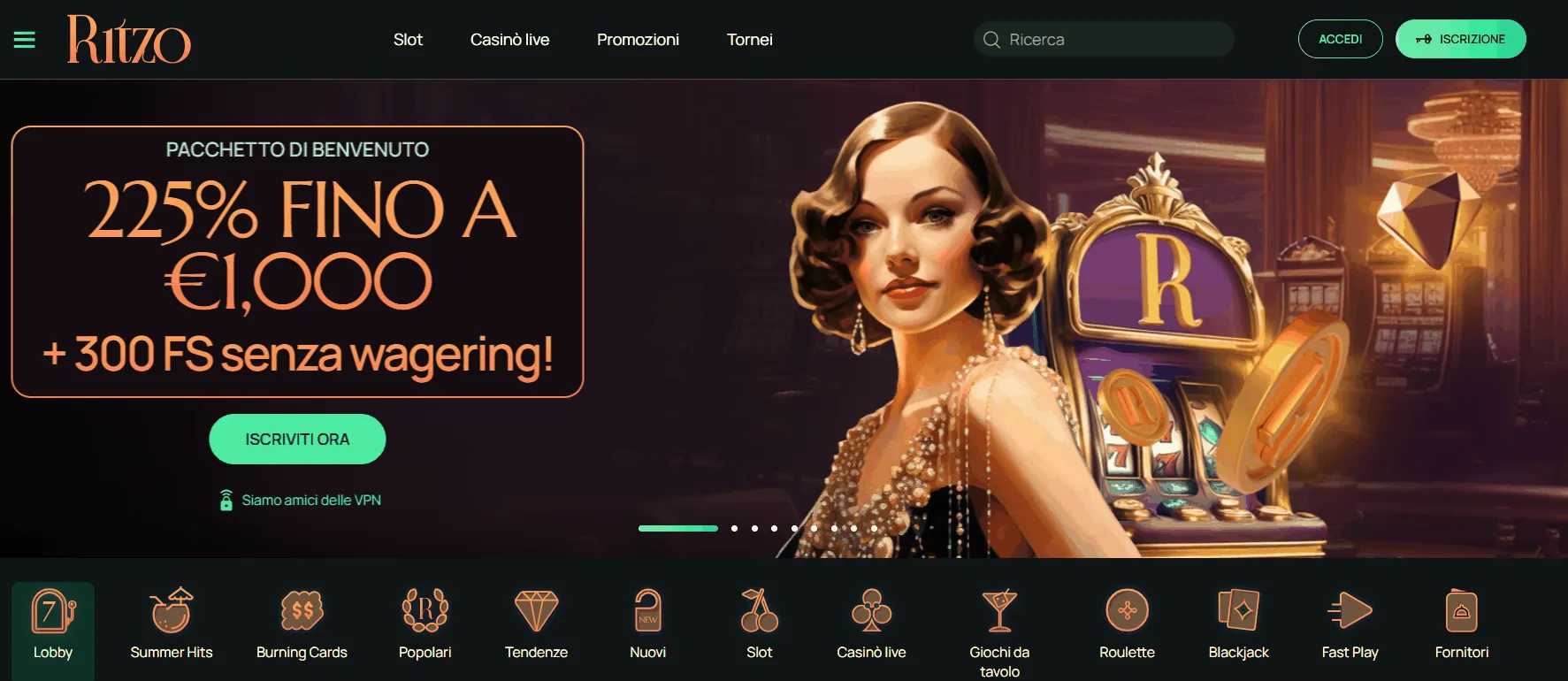 Bonus di benvenuto al Ritzo Casino